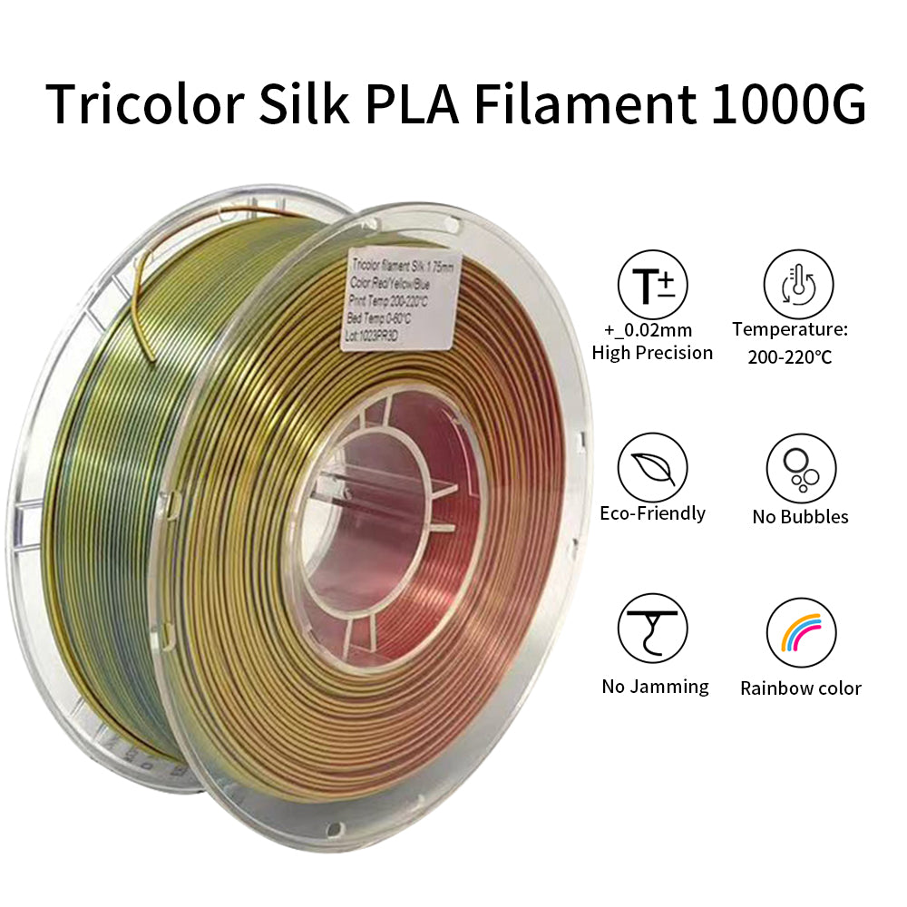 1kg/Spool 1.75mm Silk PLA Filament Smooth Shine Mulit Colorful Tri-Colors Silk PLA 3d Printer Filament