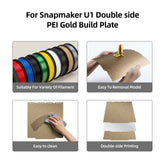 270*270mm Double Sided Gold Textured PEI Spring Steel Build Plate for Snapmaker U1 3D Printer Hot Bed Replacement