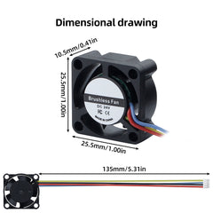 DC 24V Brushless Hotend Cooling Fan for Snapmaker U1 3D Printer Low Noise Stable Operation with 135mm Cable