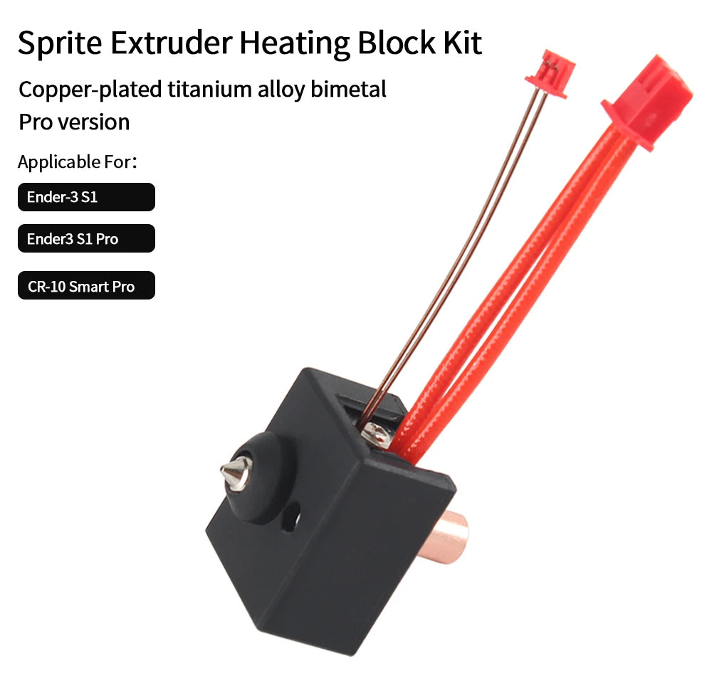 FYSETC Sprite Extruder Heating Block Kit High Temperature Resistant Hotend 3D Printer Parts For Ender-3 S1/Ender3 S1Pro