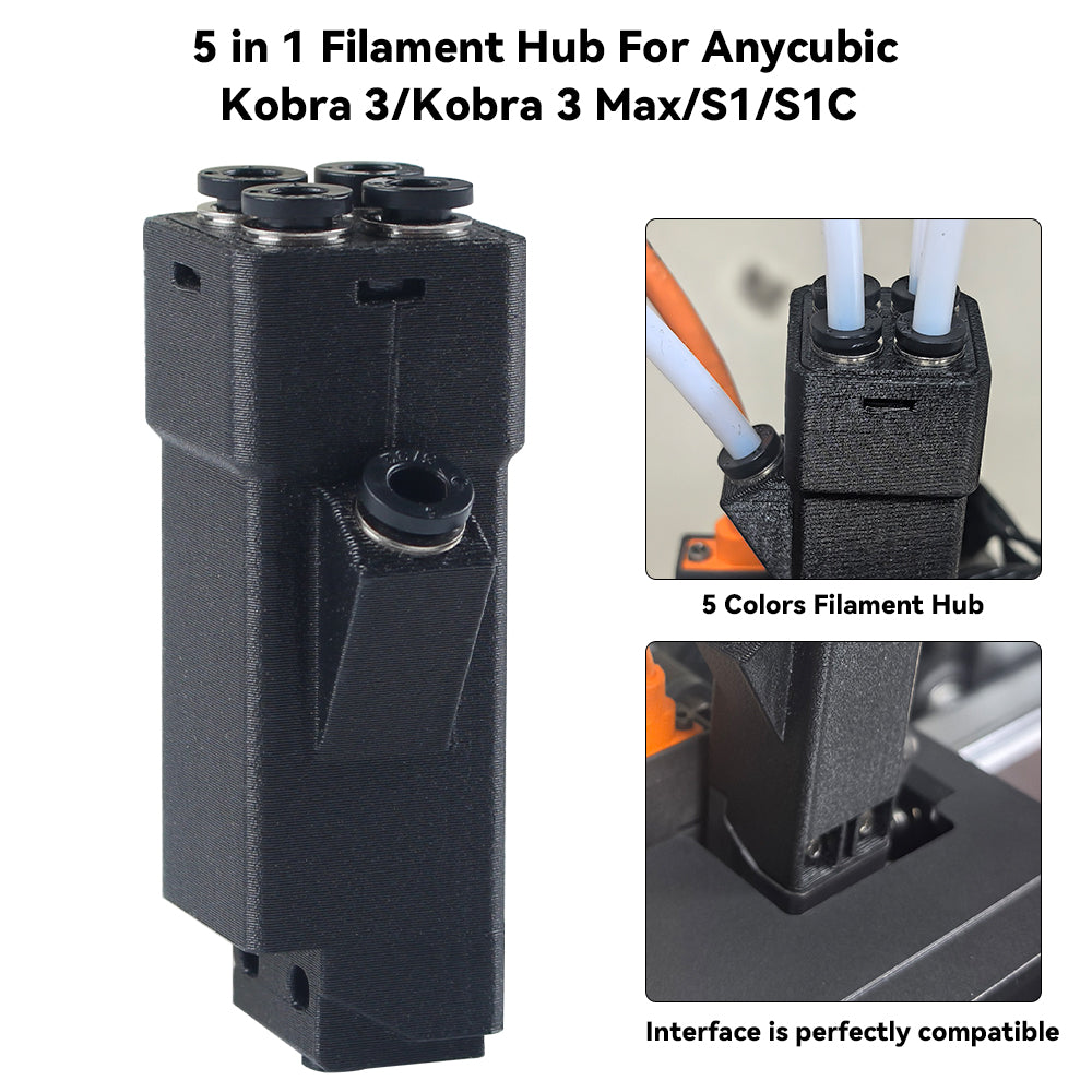 5 In 1 Filament Hub Feeder Guide Connector for Anycubic Kobra3 Kobra3 Max S1 S1C With 2 Fixing Screws