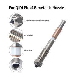 For QIDI Plus4 Bimetal Nozzle Quick Removal Ceramic Insulation Integration 0.4mm Nozzles HighTemperature Resistance for Qidi