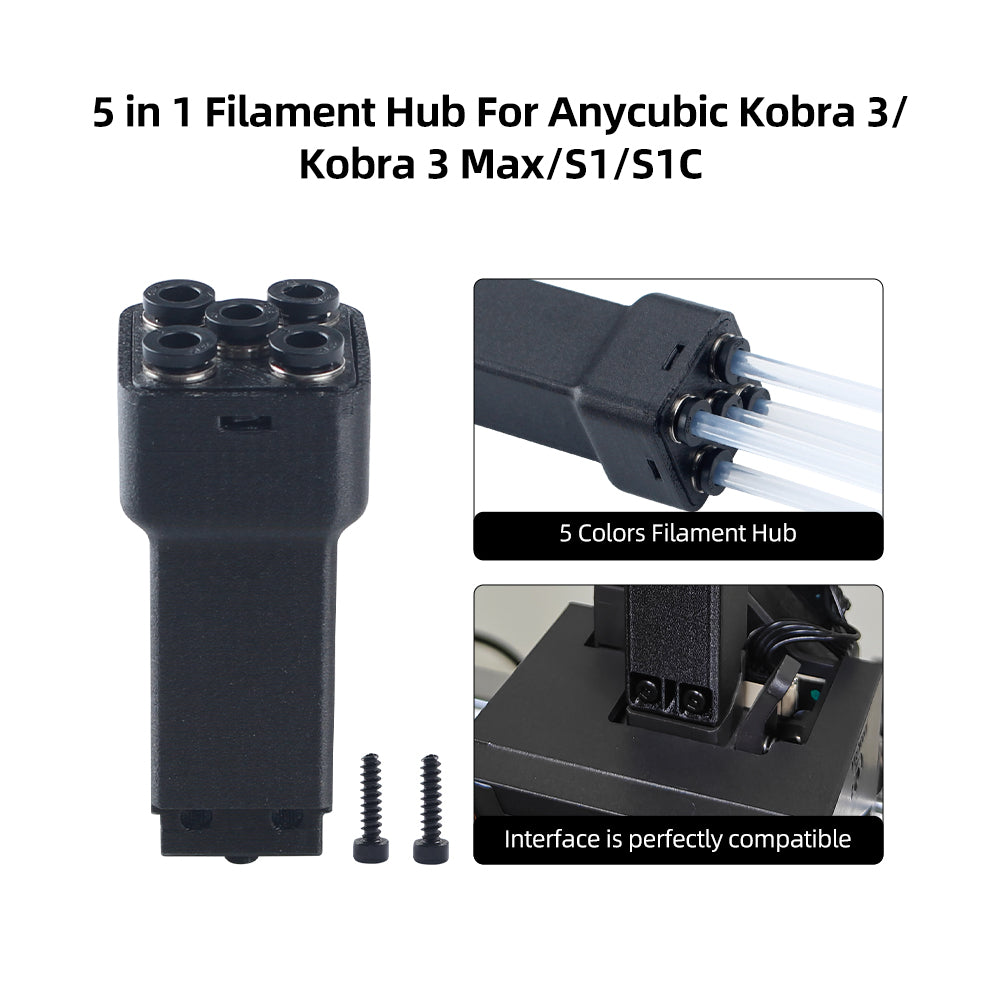 5-in-1 Filament Hub Adapter for Anycubic Kobra 3/Kobra 3 Max/S1/S1C 3D Printer
