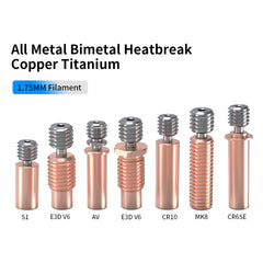 3D Printer Accessories 5 kinds of Bi-Metal Heatbreak Smooth Titanium Alloy Copper Plated Throat: Compatible with E3DV6 MK8 Anycubi Vyperr KobraMax Sidewinde X1 X2 Hotend