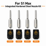 Integrated Hardened Steel Nozzle Kit for Anycubic Kobra S1 Max 3D Printer 0.25 0.4 0.6 0.8mm  Nozzle with Silicone Sock