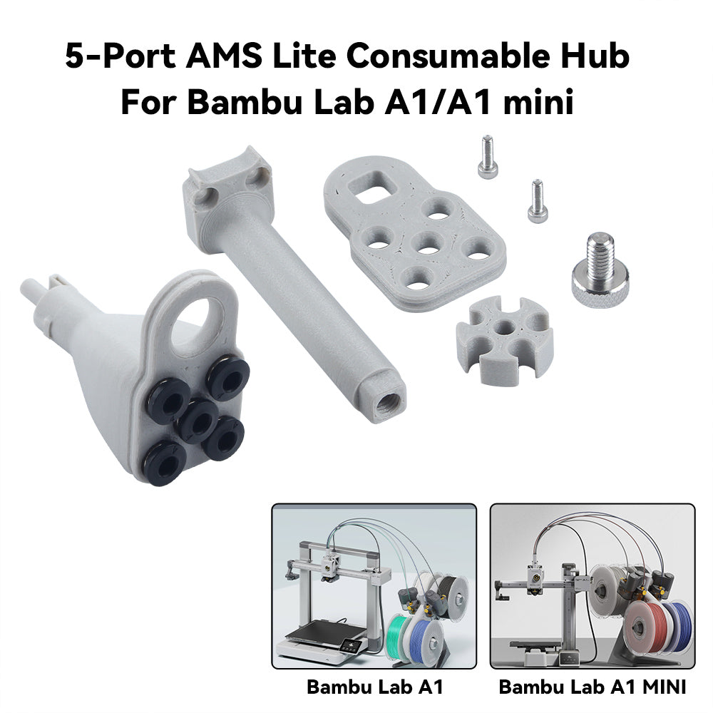 5-Port AMS Lite Consumable Hub for Bambu Lab A1/A1 Mini Multi-Filament Feeder Adapter