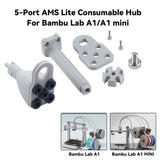5-Port AMS Lite Consumable Hub for Bambu Lab A1/A1 Mini Multi-Filament Feeder Adapter