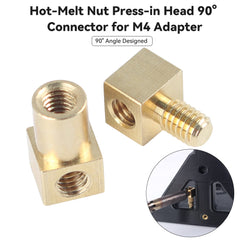 Hot Melt Nut Press-in Head 90° Connector for 3D Printing, Fits M4 Soldering Iron