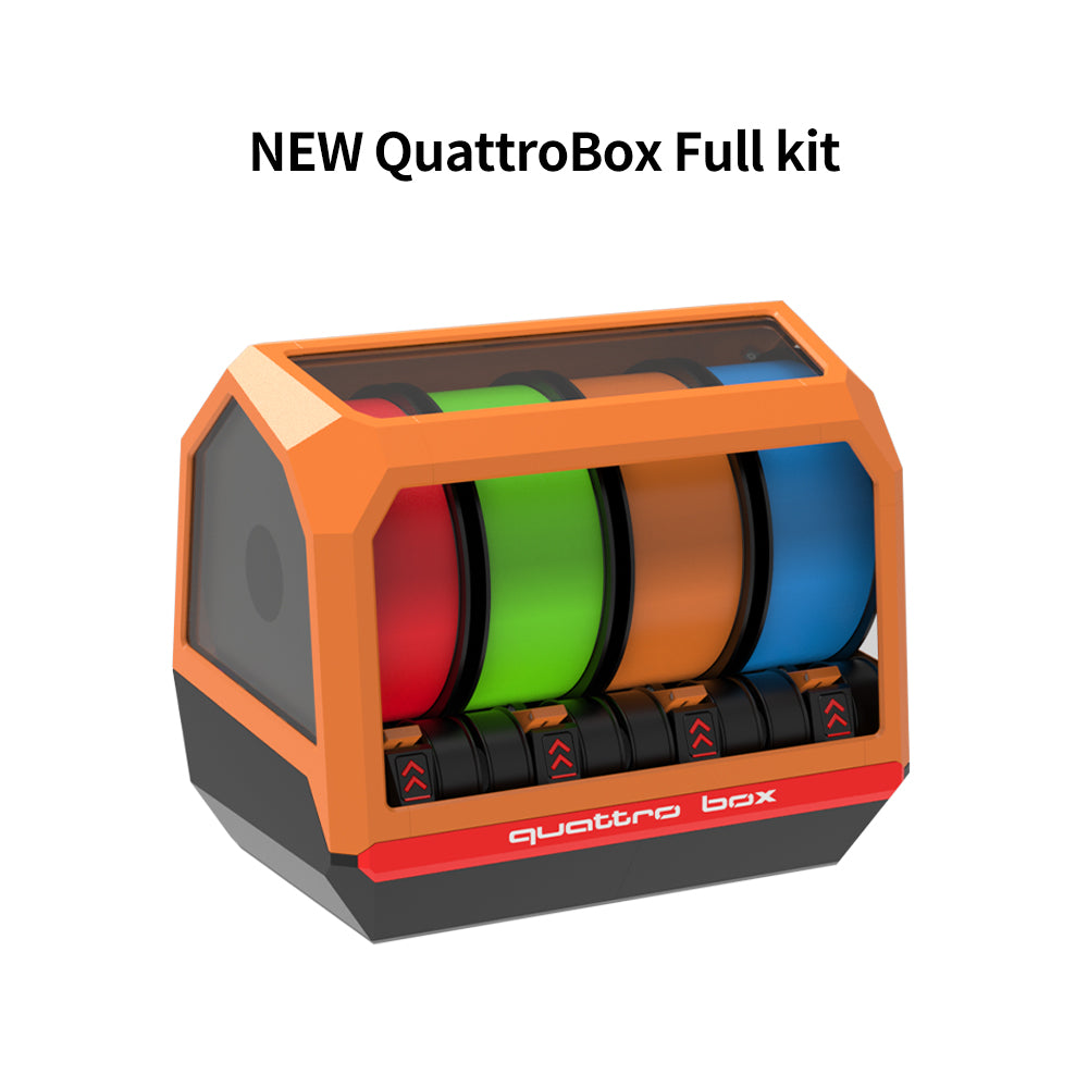 QuattroBox Full Kit-4-in-1 3D Printer Filament Dry Box with Auto Material System LED Status Indicators for Multi-Color Printing