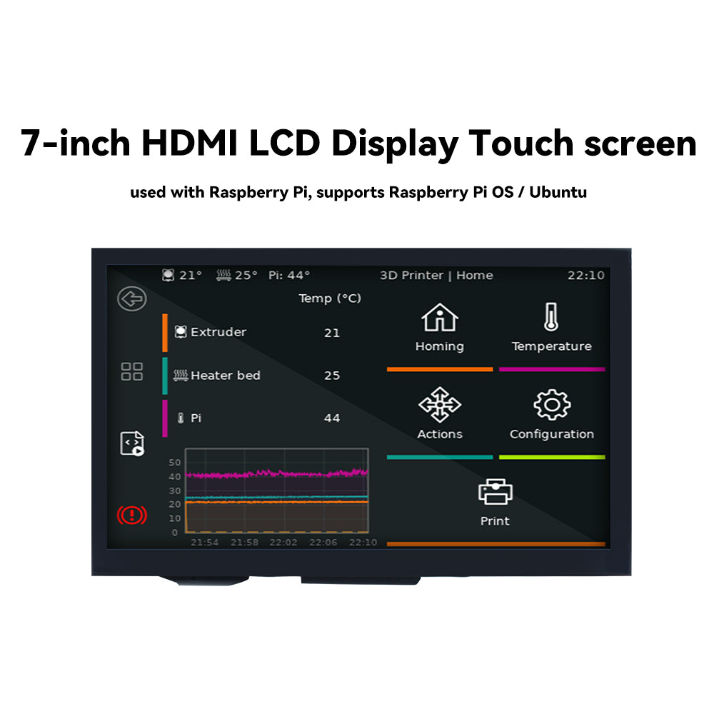 FYSETC 7-inch HDMI Display 5-Point Capacitive Touch Screen Supports Raspberry Pi OS / Ubuntu