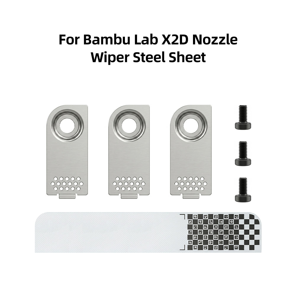 Nozzle Wiping Steel Sheet for Bambu Lab X2D 3D Printer 3Pcs Wear Resistant Cleaning Plate with Screws for Nozzle Maintenance
