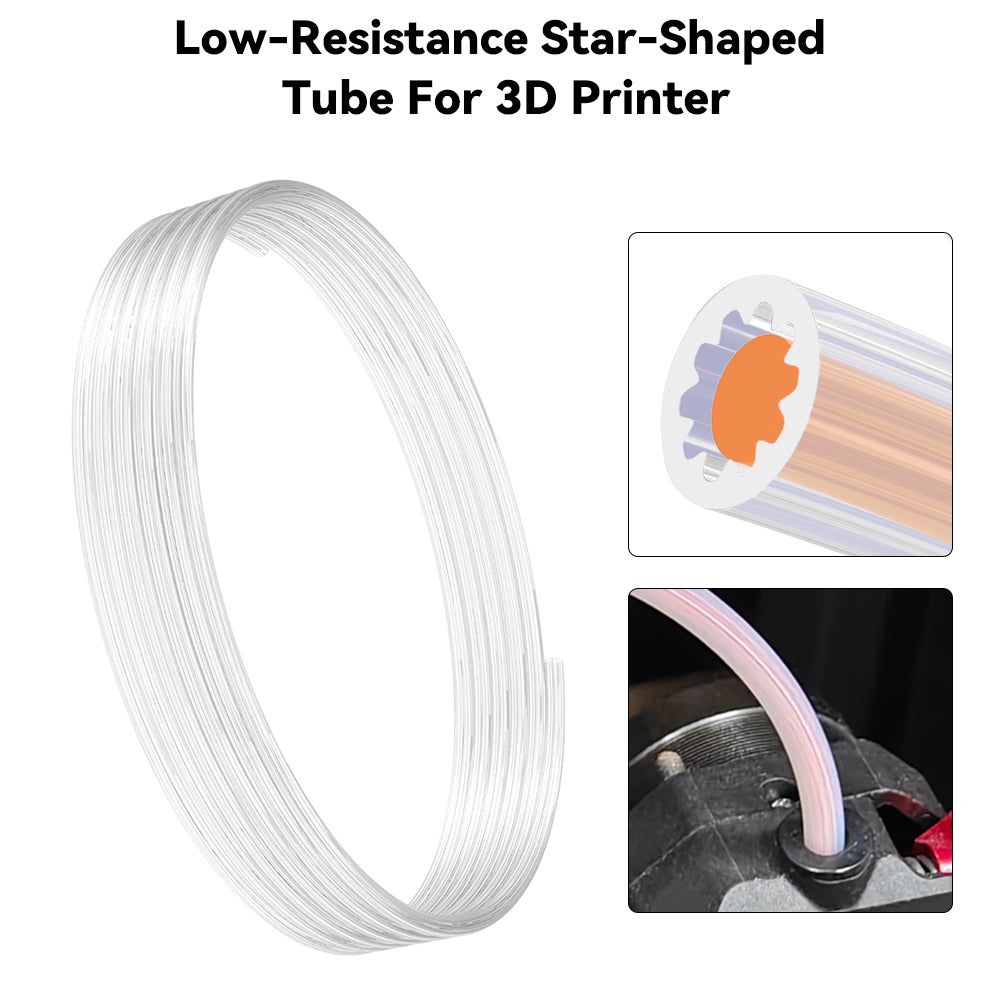 Low Resistance Star Shaped PTFE Tube for 1.75mm Filament 5 Meter  Teflon Tube 260°C Heat Resistant for 3D Printer