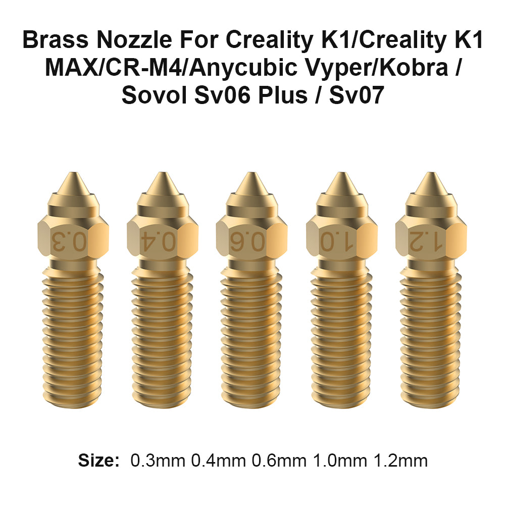 FYSETC 10pcs Brass Nozzles for Creality K1/K1 Max High-speed 3D Printer Nozzles 0.3/0.4/0.6/1.0/1.2mm 1.75mm Filament for K1MAX CR-M4