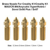 FYSETC 10pcs Brass Nozzles for Creality K1/K1 Max High-speed 3D Printer Nozzles 0.3/0.4/0.6/1.0/1.2mm 1.75mm Filament for K1MAX CR-M4