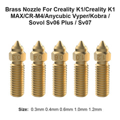 FYSETC 10pcs Brass Nozzles for Creality K1/K1 Max High-speed 3D Printer Nozzles 0.3/0.4/0.6/1.0/1.2mm 1.75mm Filament for K1MAX CR-M4
