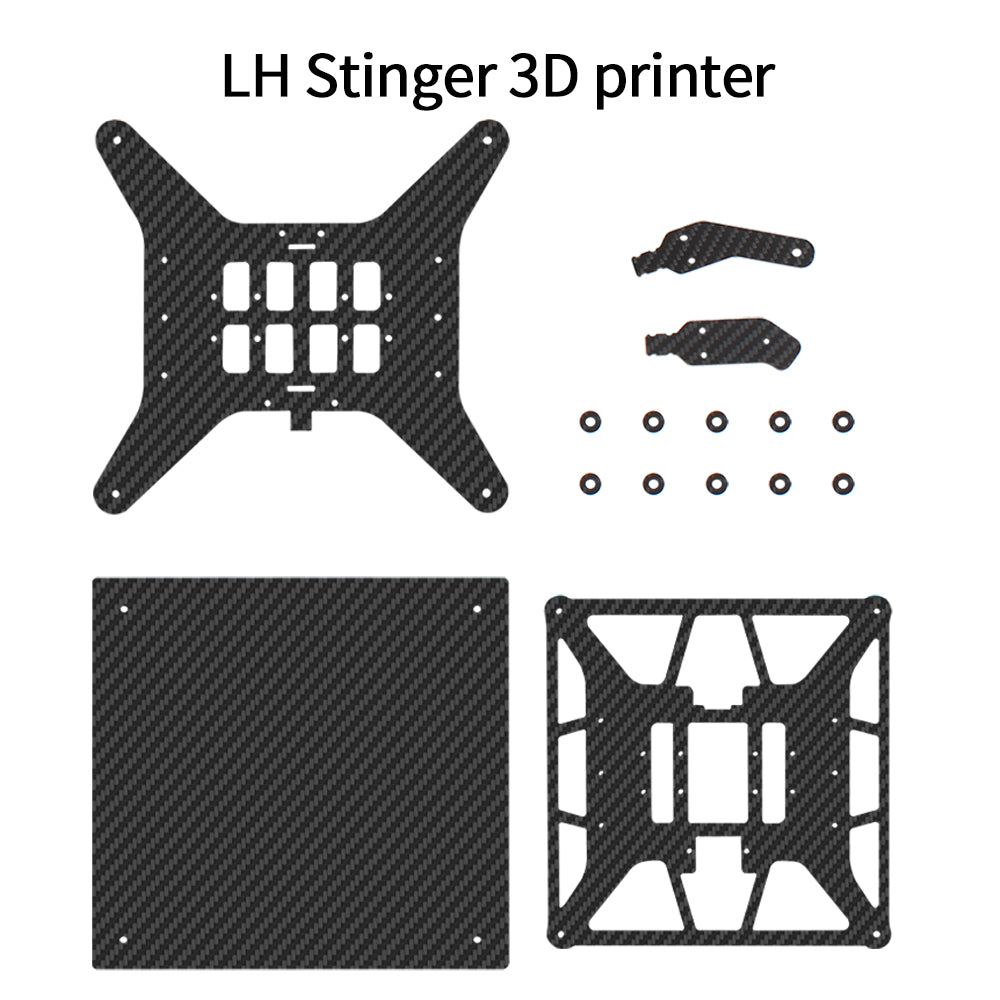 Carbon Fiber Texture support plate and Build Plate Bracket Kit for LH Stinger 3D Printer