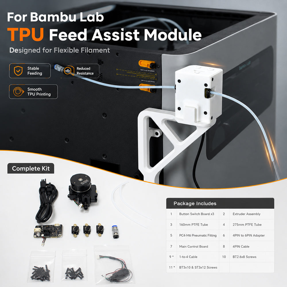 TPU Feed Assist Module for Bambu Lab H2  P1 X1 Series X2D 3D Printer  Components Kit for Flexible Filament Reliable TPU Printing