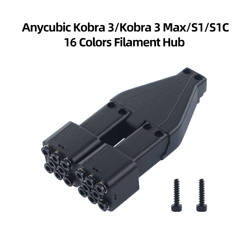 16 Colors Filament Hub for Anycubic Kobra 3 Kobra 3 Max S1 S1C 3D Printer 16 Way Filament Convergence Manifold with Screws