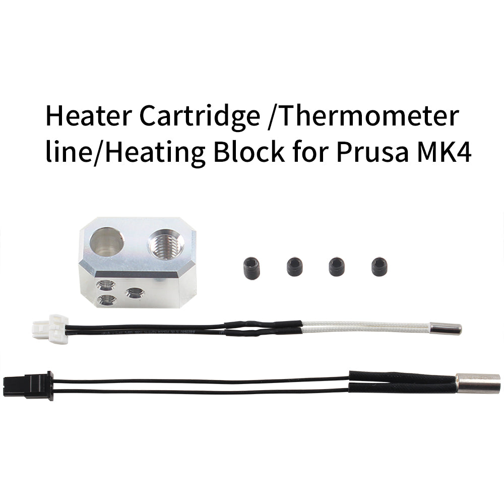 For Prusa MK4 24V 40W Heater Cartridge Thermometer line and Heating Block Kit for Prusa MK4 3D Printer Extruder
