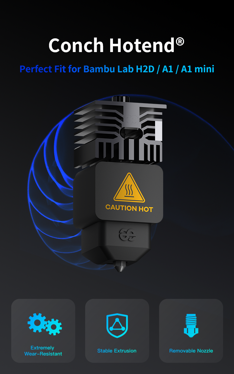 FYSETC Phaetus Conch Hotend For Bambu H2D/A1/A1MINI Support High-Speed Printing Stable Extrusion Hotend Kit for Bambu