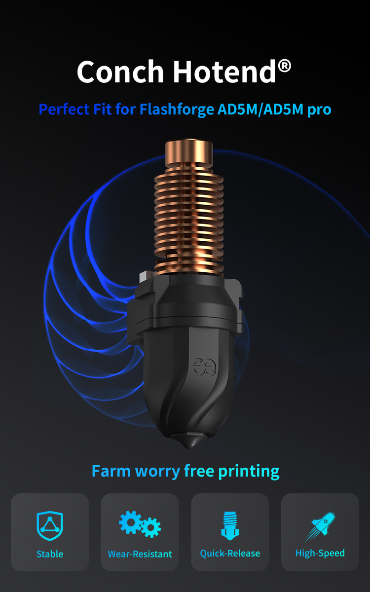 FYSETC Phaetus Conch Hotend for Flashforge AD5M/AD5M Pro High-Speed and High-Precision Printing Hotend Kit for AD5M/AD5M Pro
