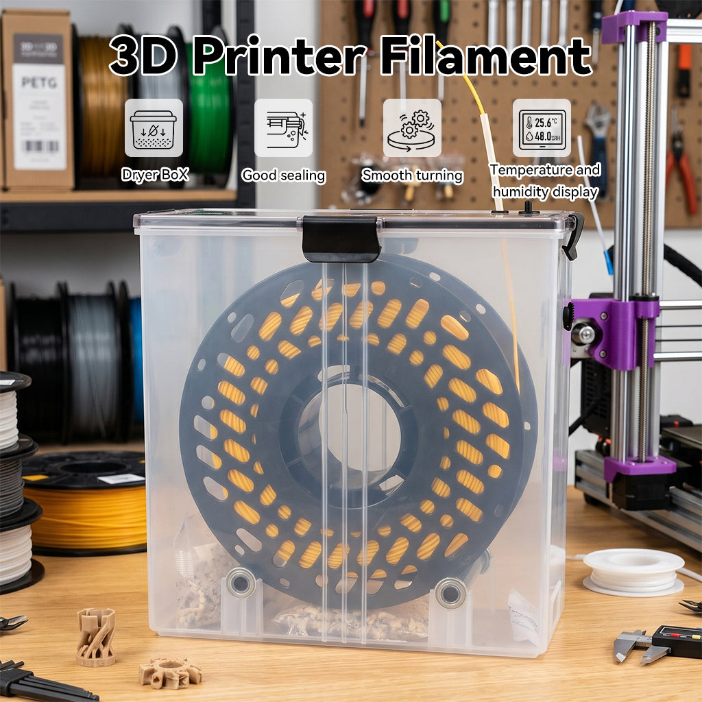 1KG Filament Dry Box for 3D Printer Sealed Storage Container with Hygrometer Desiccant Dustproof Moistureproof for PLA PETG TPU