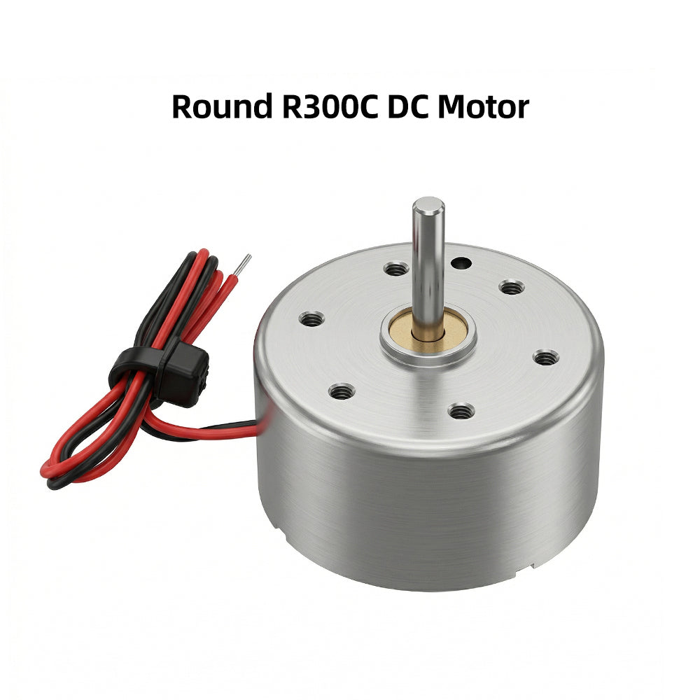 Round R300C DC Motor, 3V-6V Mini Electric Motor for DIY Projects, High Speed Low Noise