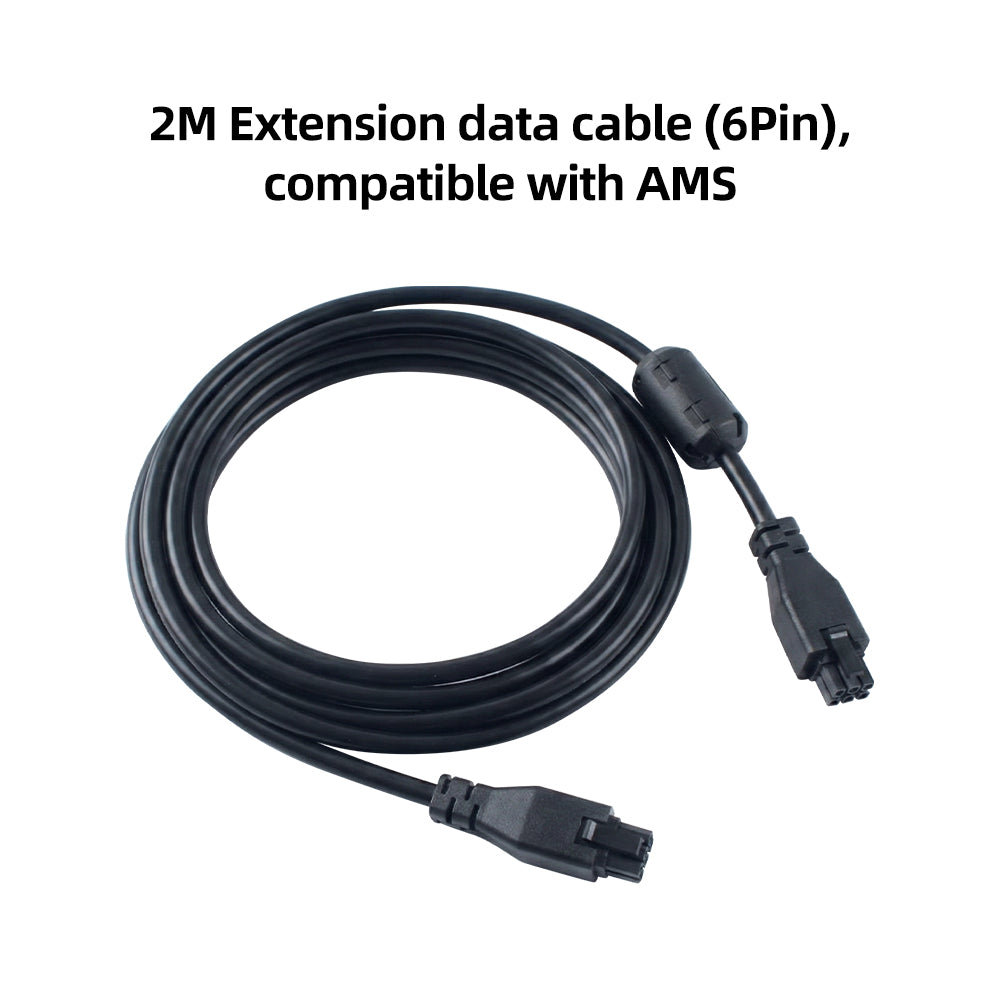 2M 6Pin Male to Female AMS Extension Data Cable With Ferrite Core for Bambu Lab X1 P1 Series AMS Hub Buffer Connection