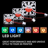 Luminous hydraulic bearing fan 12V/24V 2510/3010/4010 LED Light Silent Hydraulic Bearing Fan Cooler Heatsink For 3D Printer