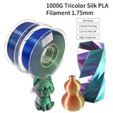 1kg/Spool 1.75mm Silk PLA Filament Smooth Shine Mulit Colorful Tri-Colors Silk PLA 3d Printer Filament