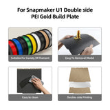 270*270mm Double Sided PET Carbon Fiber & Gold Textured PEI Spring Steel Build Plate  for Snapmaker U1 3D Printer