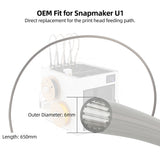 Star Shaped Inner Wall Low Resistance Filament Tube for Snapmaker U1 3D Printer 6mm OD 650mm PTFE Guide Tube TPU Friendly