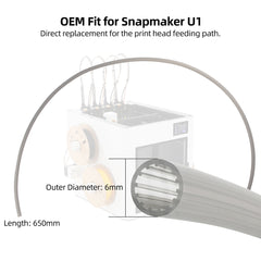 Star Shaped Inner Wall Low Resistance Filament Tube for Snapmaker U1 3D Printer 6mm OD 650mm PTFE Guide Tube TPU Friendly