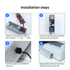 USB Hub Expand AMS Lite Connection 2-Ports USB Hub Kit Upgraded 3D Printer Parts for Bambu A1 A1 MINI