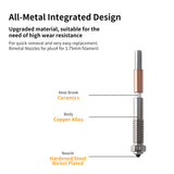 For QIDI Plus4 Bimetal Nozzle Quick Removal Ceramic Insulation Integration 0.4mm Nozzles HighTemperature Resistance for Qidi