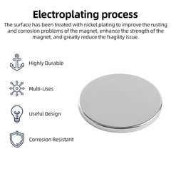 Nickel Plated Round Magnets for 3D Printing Bed, Tool Holder & DIY Projects, Anti-Corrosion