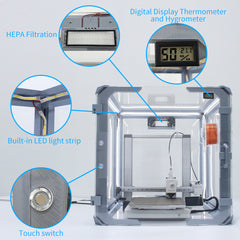 FYSETC 3d Printer Enclosure Dust-proof Display Cover with LED and Filter 3D Printer Acrylic enclosure for Creality Bambu Prusa