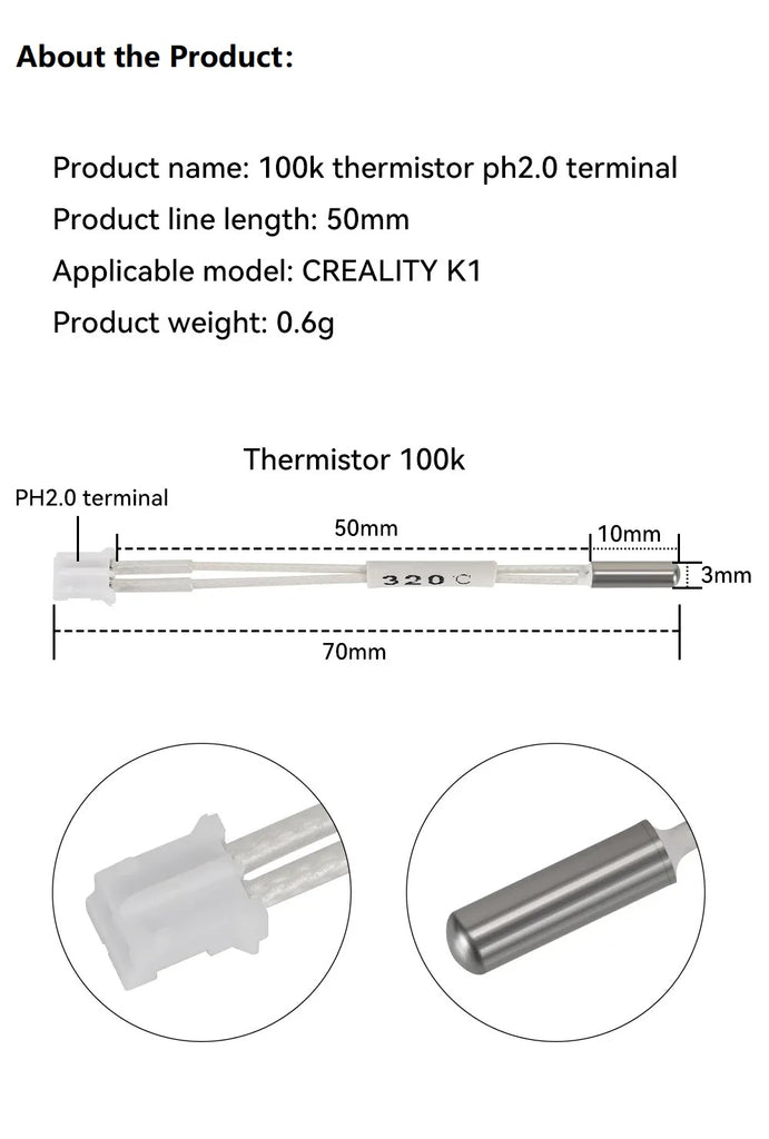 Thermistor Ceramic Heater for 3D Printers K1/K1 Max, 60W Ceramic Heating Ring, 300°C High Temperature Resistance, Hotend Accessories for 3D Printers Thermistor Ceramic Heater for 3D Printers K1/K1 Max, 60W Ceramic Heating Ring, 300°C High Temperature Resistance, Hotend Accessories for 3D Printers
