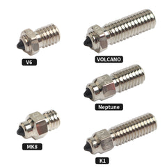 10PCS/SET DLC Hardened Steel & Copper Wear Resistant Bimetal HC Nozzle For V6 / Volcano /Mk8 Hotend Neptune4 K1 Nozzle 3D Printer Nozzle