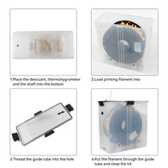 1KG Filament Dry Box for 3D Printer Sealed Storage Container with Hygrometer Desiccant Dustproof Moistureproof for PLA PETG TPU