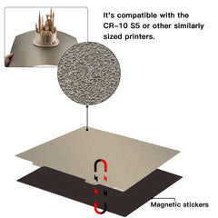 FYSETC 510MM*510MM/20*20IN Double Sided Textured PEI Power Coated Gold Build Plate with Sticker Base For Creality CR10 S5