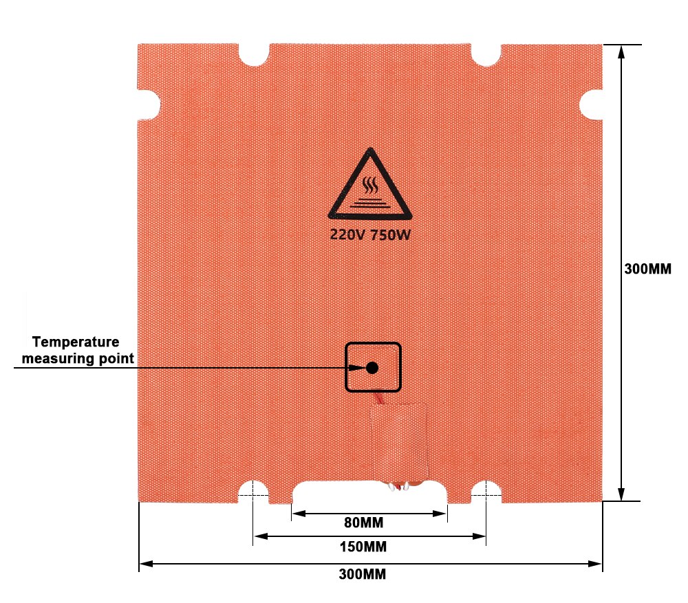 FYSETC 300*300 350*350mm Perforated Silicone Heated Bed Heating Pad 110V 220V 750W/1000W 3D Printer Silicone Heater