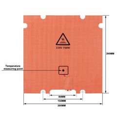 FYSETC 300*300 350*350mm Perforated Silicone Heated Bed Heating Pad 110V 220V 750W/1000W 3D Printer Silicone Heater